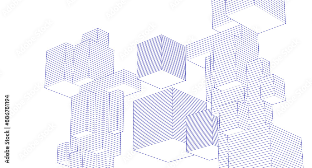 Poster abstract modular architecture 3d rendering	
