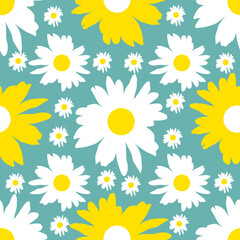 Vector - floral silhouette seamless pattern, flower head.
