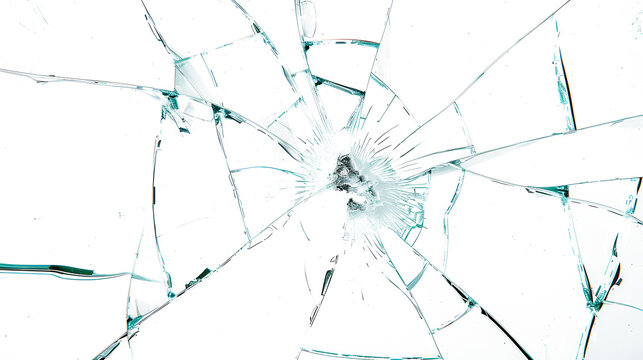 Broken glass on white background