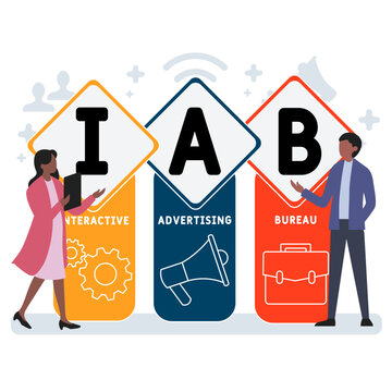IAB - interactive advertising bureau acronym, concept background. vector illustration concept with keywords and icons. lettering illustration with icons for web banner, flyer