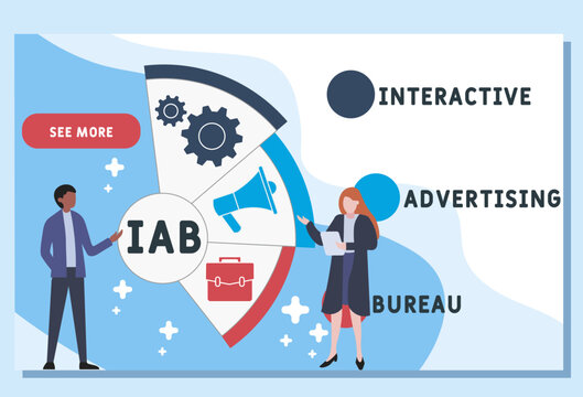 IAB - interactive advertising bureau acronym, concept background. vector illustration concept with keywords and icons. lettering illustration with icons for web banner, flyer
