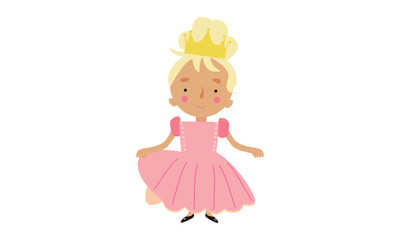Cute queen in cartoon style vector illustration. fairy tale character