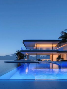 black modern masion at the beach, billion dollar net worth, ultra realistic