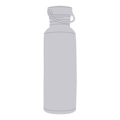 Vacuum thermo tumbler flask with cap and handle vector flat illustration. Durable and reusable bottle for water.