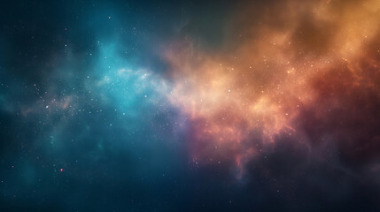 A colorful galaxy with blue and orange clouds