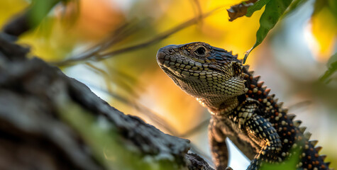 Obraz premium Lizard on Tree Branch in Natural Habitat 