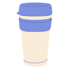 Reusable coffee cup. Zero waste mug, eco friendly drink container, save planet vector illustration