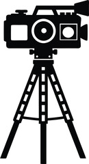 camera stand with camera illustration. camera, tripod, photo, stand, equipment, photography, professional, technology, studio