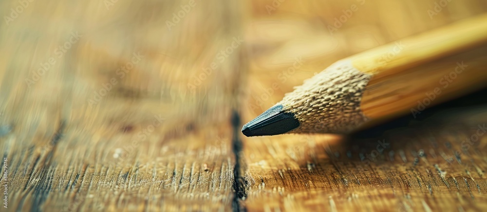 Aufkleber Soft-focused close-up of a pencil on a vintage toned wooden background with an extremely shallow depth of field, creating a captivating copy space image.