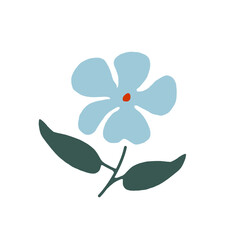 Blue Flower with Green Leaves