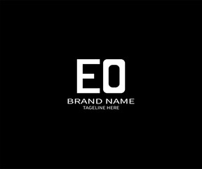 EO letter logo creative design. EO unique design. EO letter logo design on black background.