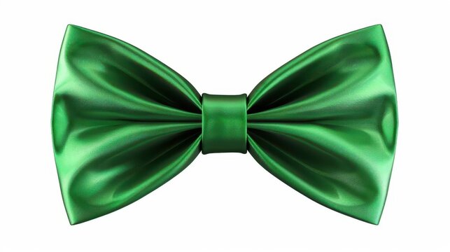 a green bow tie clipart, festive accessory, 3D illustration, vibrant green, isolated on white background