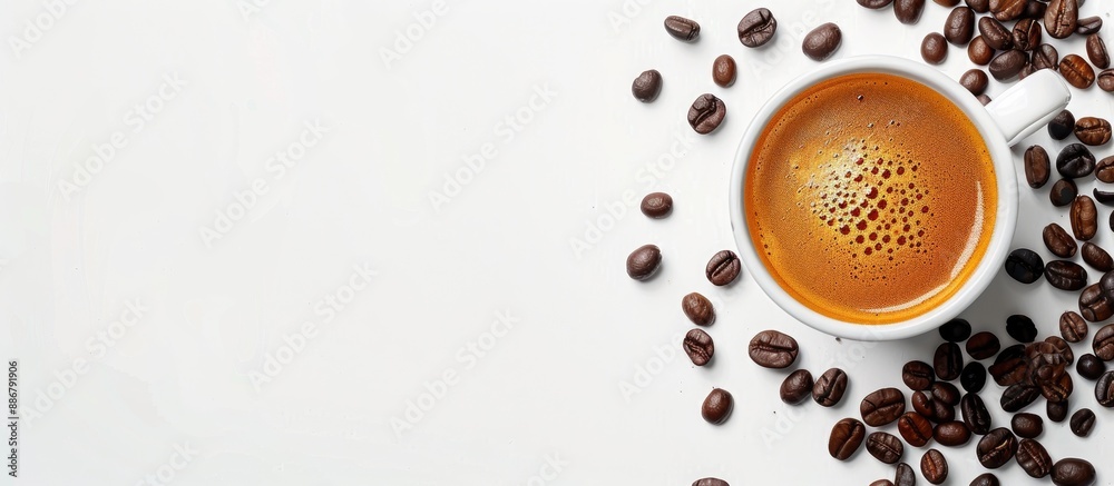 Poster coffee and cup isolated on white with copy space image.