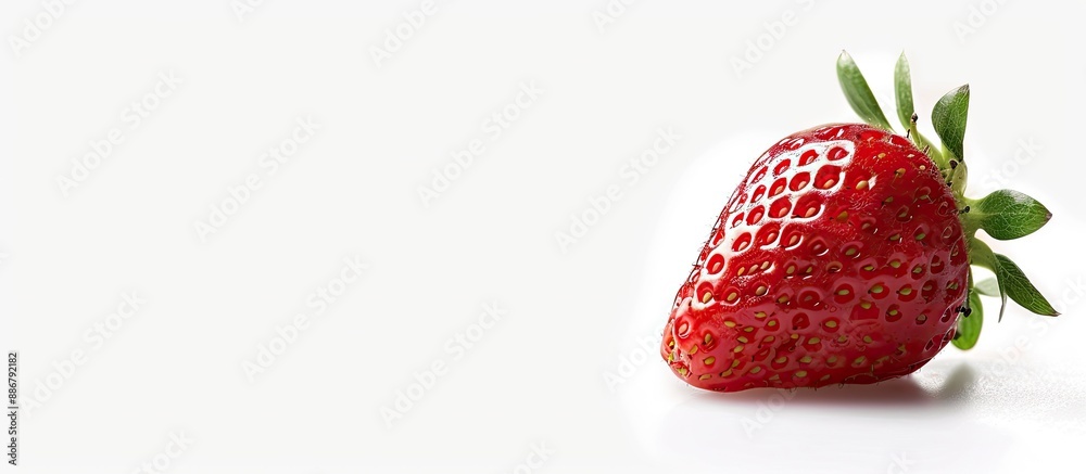 Poster red strawberry freshly picked with a white background for copy space image.
