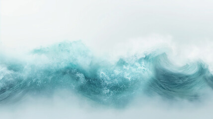 Fototapeta premium The image is of a large wave crashing on a rocky shore