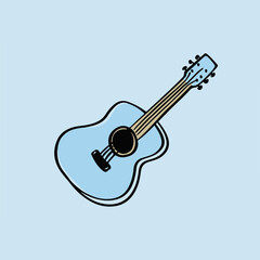 Fototapeta premium Illustration of a Blue Acoustic Guitar on Light Background
