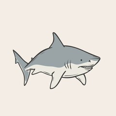 Obraz premium Illustration of a Shark Swimming in Ocean Background