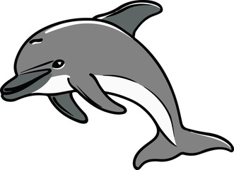 Obraz premium Illustration of a Playful Dolphin in Aquatic Scene