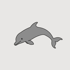 Obraz premium Minimalist Dolphin Illustration in Gray Color