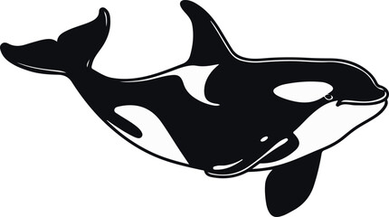 Obraz premium Stylized Orca Whale Illustration in Black and White