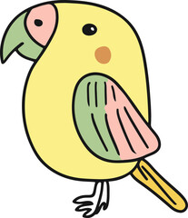 Obraz premium Colorful Cartoon Bird with Yellow and Pink Feathers