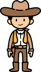Obraz premium Cartoon Cowboy Character in Western Attire