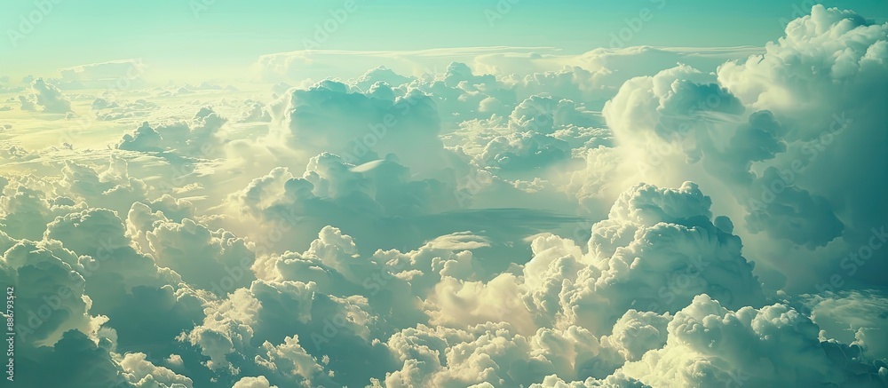 Poster copy space image of a sky scenery filled with fluffy white clouds.
