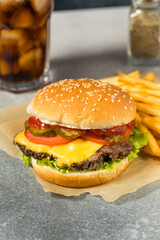 Fast Food Cheeseburger and French Fries