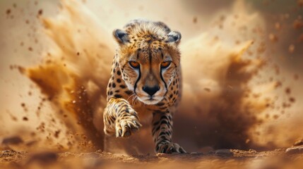 a cheetah running toward the camera