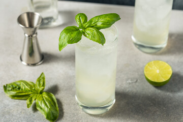 Boozy Cold Basil Highball Cocktail