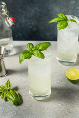 Boozy Cold Basil Highball Cocktail