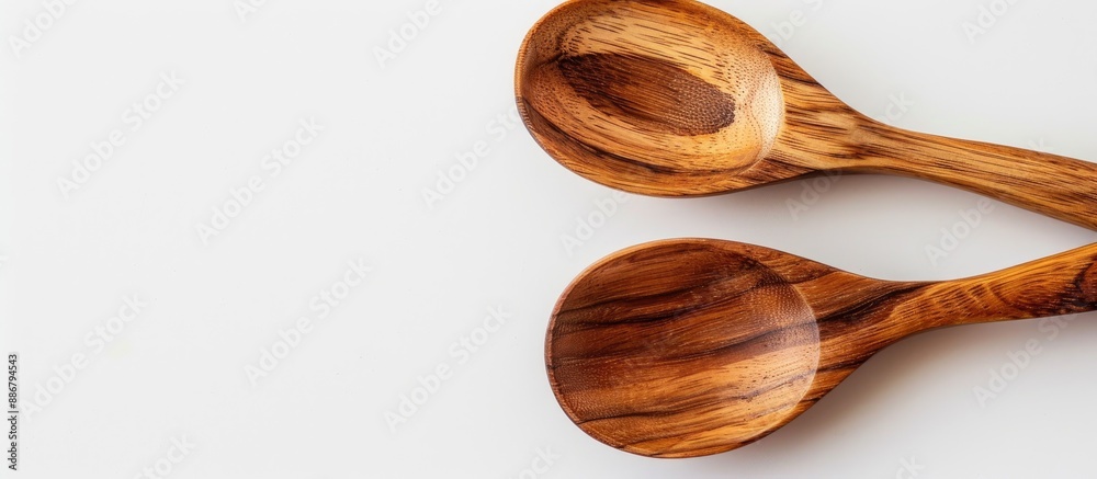 Poster Image of two wooden spoons on a white backdrop with ample copy space.