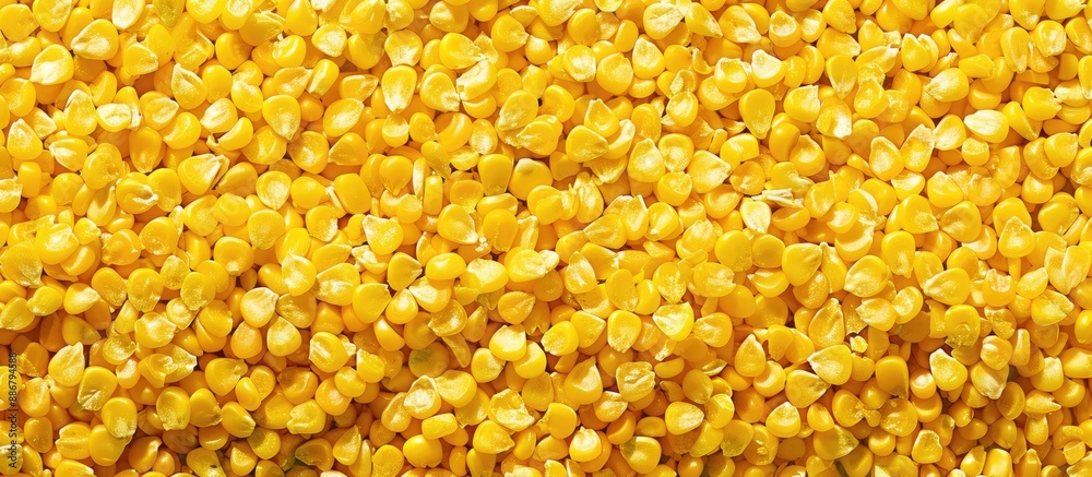 Poster Corn grain's yellow pattern creates a backdrop with room for text, ideal for product and food contexts with a copy space image.