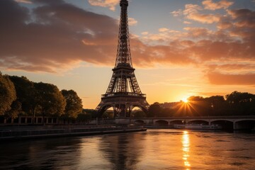 Naklejka premium Eiffel Tower Cartoon Sticker in Paris Fran�a, generative IA