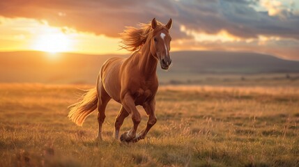 a horse running toward the camera