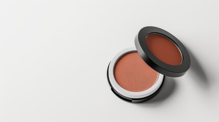 A close up of a compact powder compact with a white background