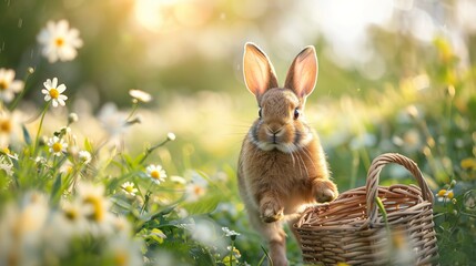 A rabbit running toward the camera