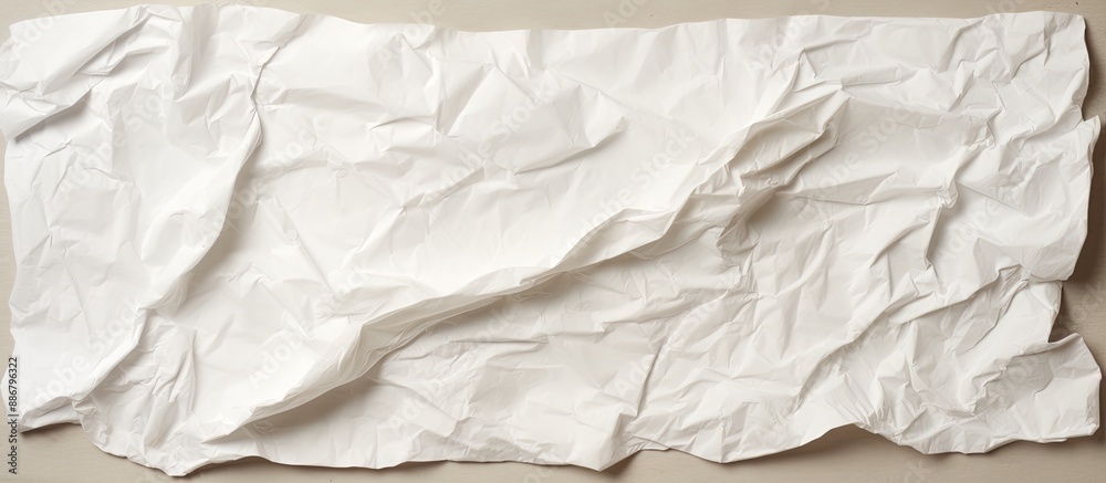 Fototapete crumpled white paper with a textured appearance against a plain background, suitable for placing tex