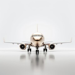 Golden private jet isolated on white background.