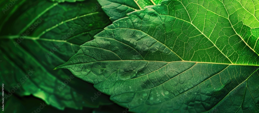 Poster texture of a stunning green leaf background with copy space image.