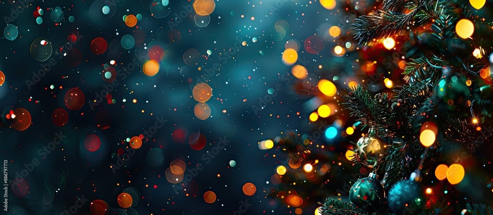 Poster christmas-themed bokeh lights creating a festive ambiance on a black backdrop with room for copy spa