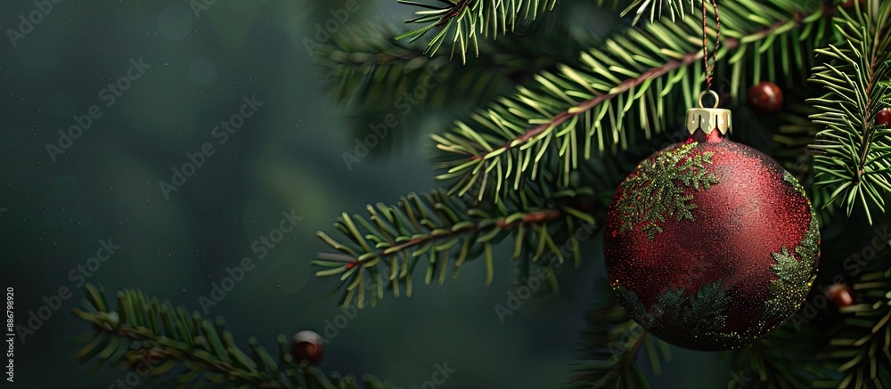 Poster the christmas tree ball serves as a background for a copy space image.