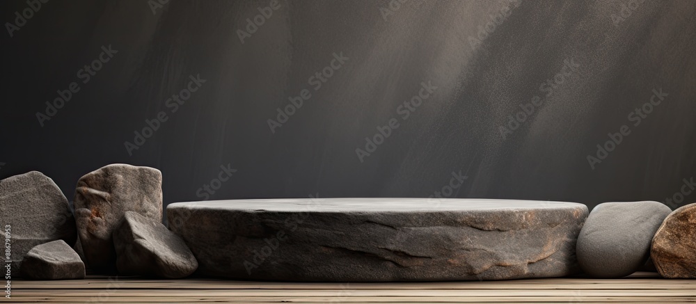 Leinwandbilder textured stones creating a rustic podium background with copy space image.
