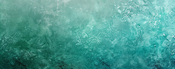 Fototapeta premium A grainy gradient banner background featuring a transition from light mint green to deep teal, with