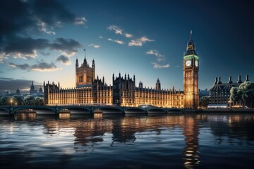 Naklejka premium Big Ben isolated at White Backgrond London UK, generative IA