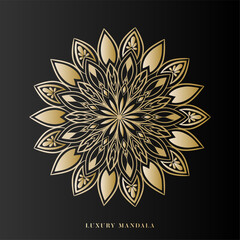Luxury Mandala Art Design Vector with golden color premium luxury, on black background, Design for a wallpaper Paint, illustration Vector EPS 10