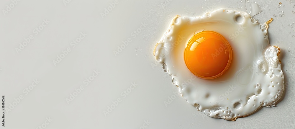 Aufkleber Isolated on a white background, a shell and egg placed in molds for frying create a beautiful shape, emphasizing the yolk with a copy space image.