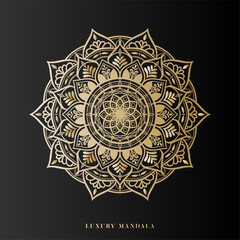 Luxury Mandala Art Design Vector with golden color premium luxury, on black background, Design for a wallpaper Paint, illustration Vector EPS 10