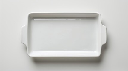 White rectangular plate on white background