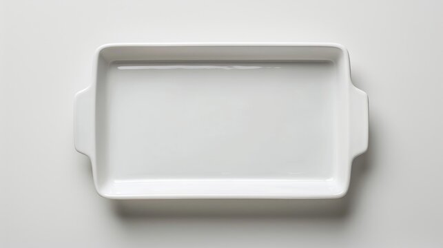 White rectangular plate on white background